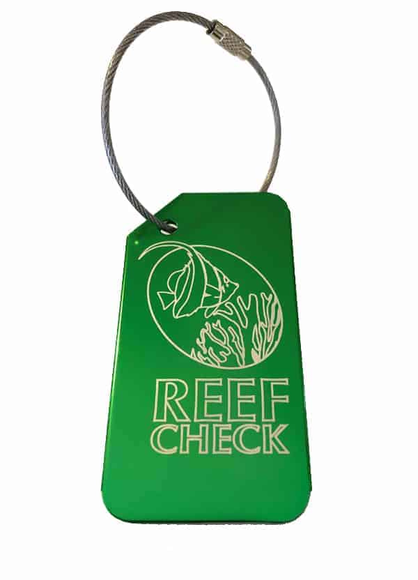 green luggage tag front
